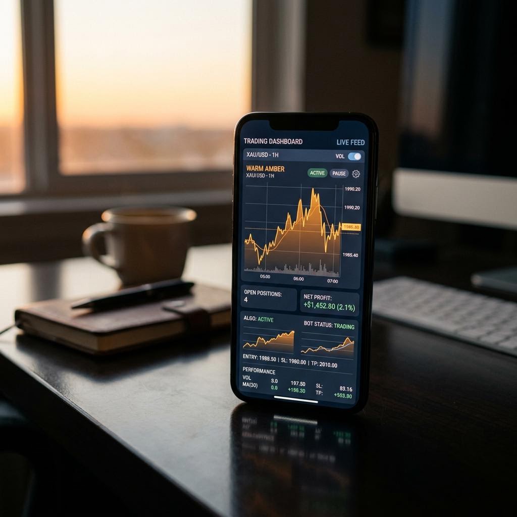 Lautaris KI-Krypto-Handelsplattform Dashboard auf Smartphone